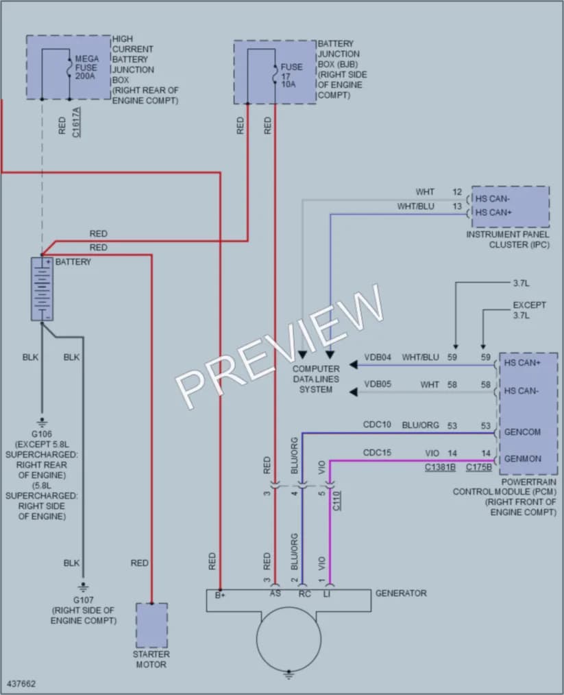 2014 Ford Mustang Starting Charging wiring diagram preview