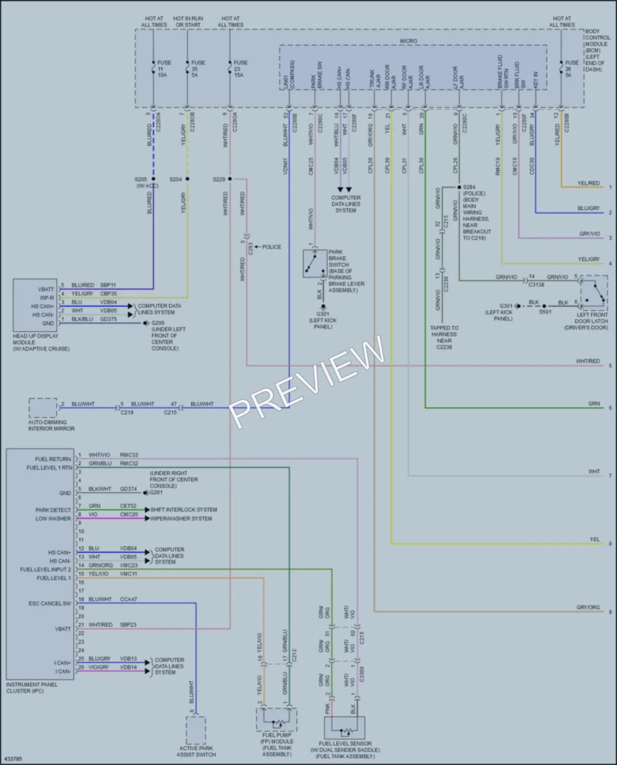 2014 Ford Taurus Instrument Cluster wiring diagram preview