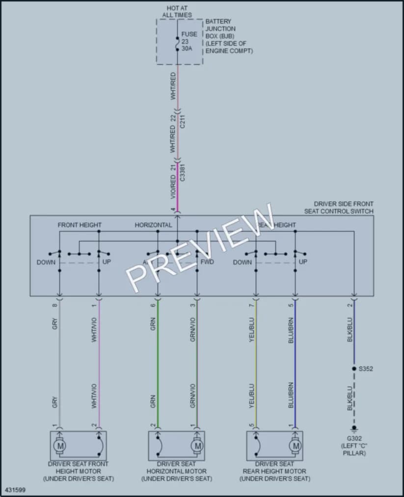 2014 Ford Taurus Power Seats wiring diagram preview