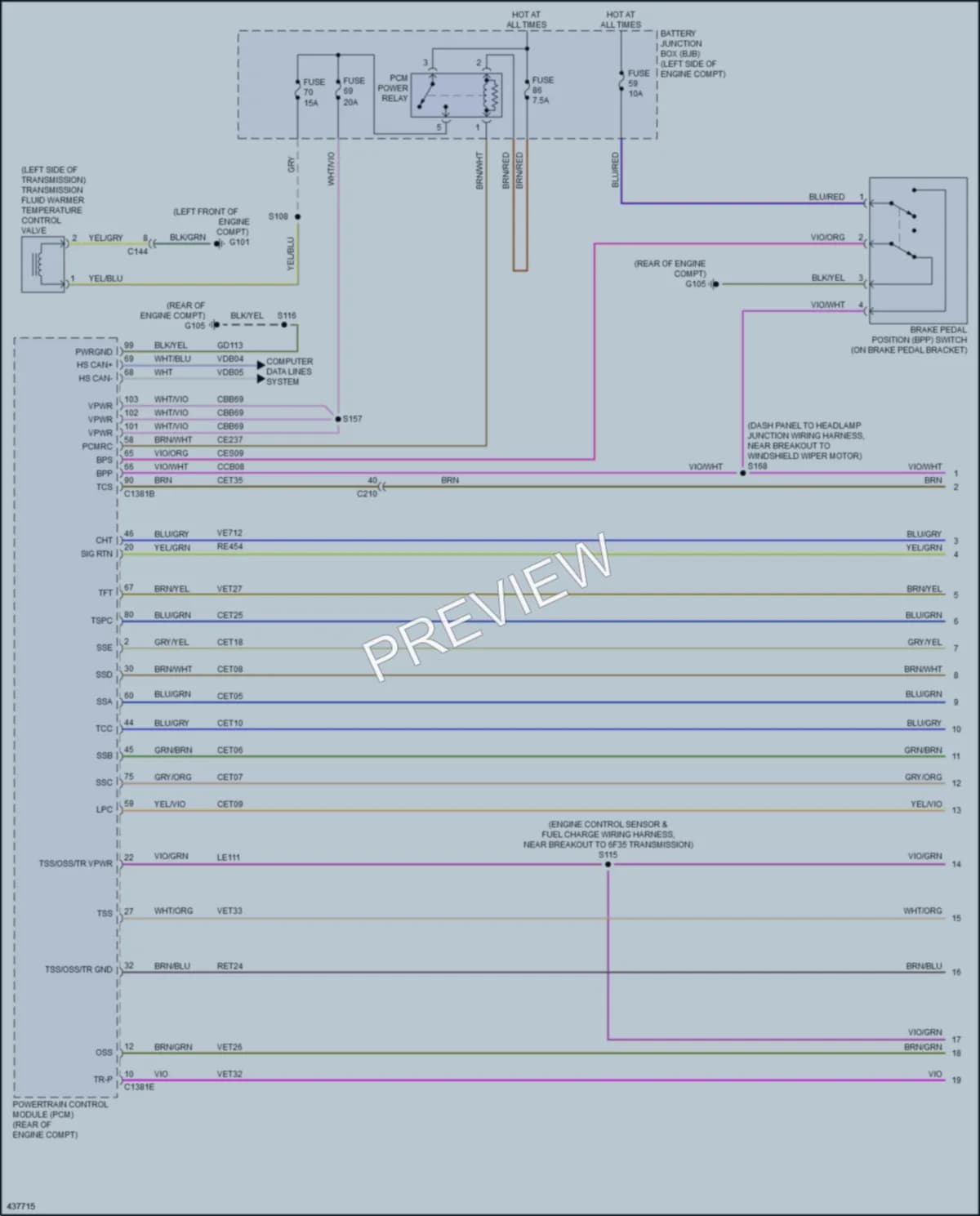 2014 Ford Taurus Transmission wiring diagram preview