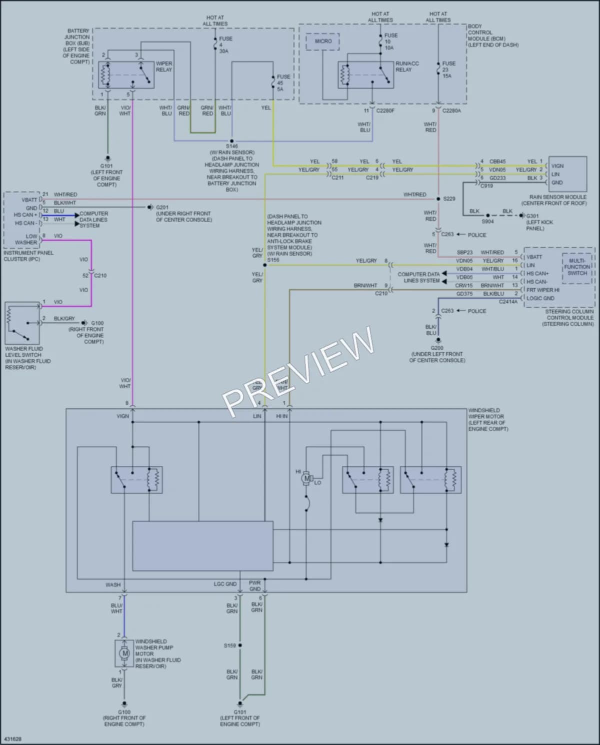 2014 Ford Taurus Wiper Washer wiring diagram preview