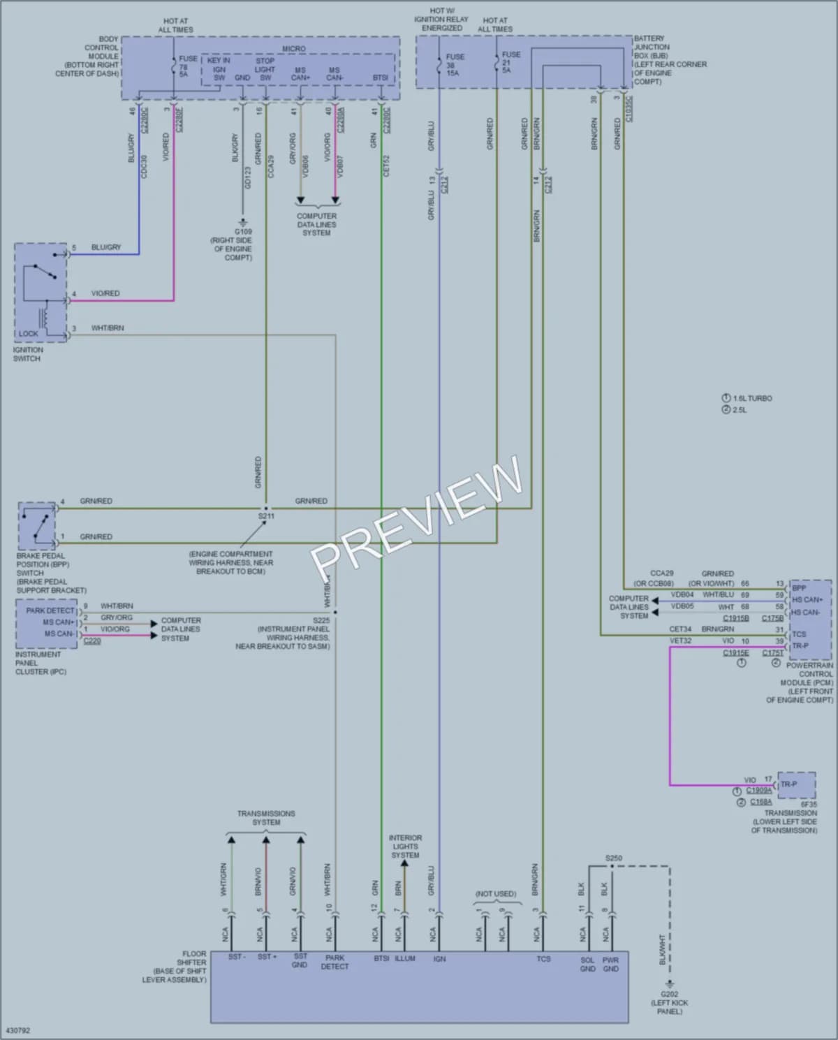 2014 Ford TransitConnect Shift Interlock wiring diagram preview