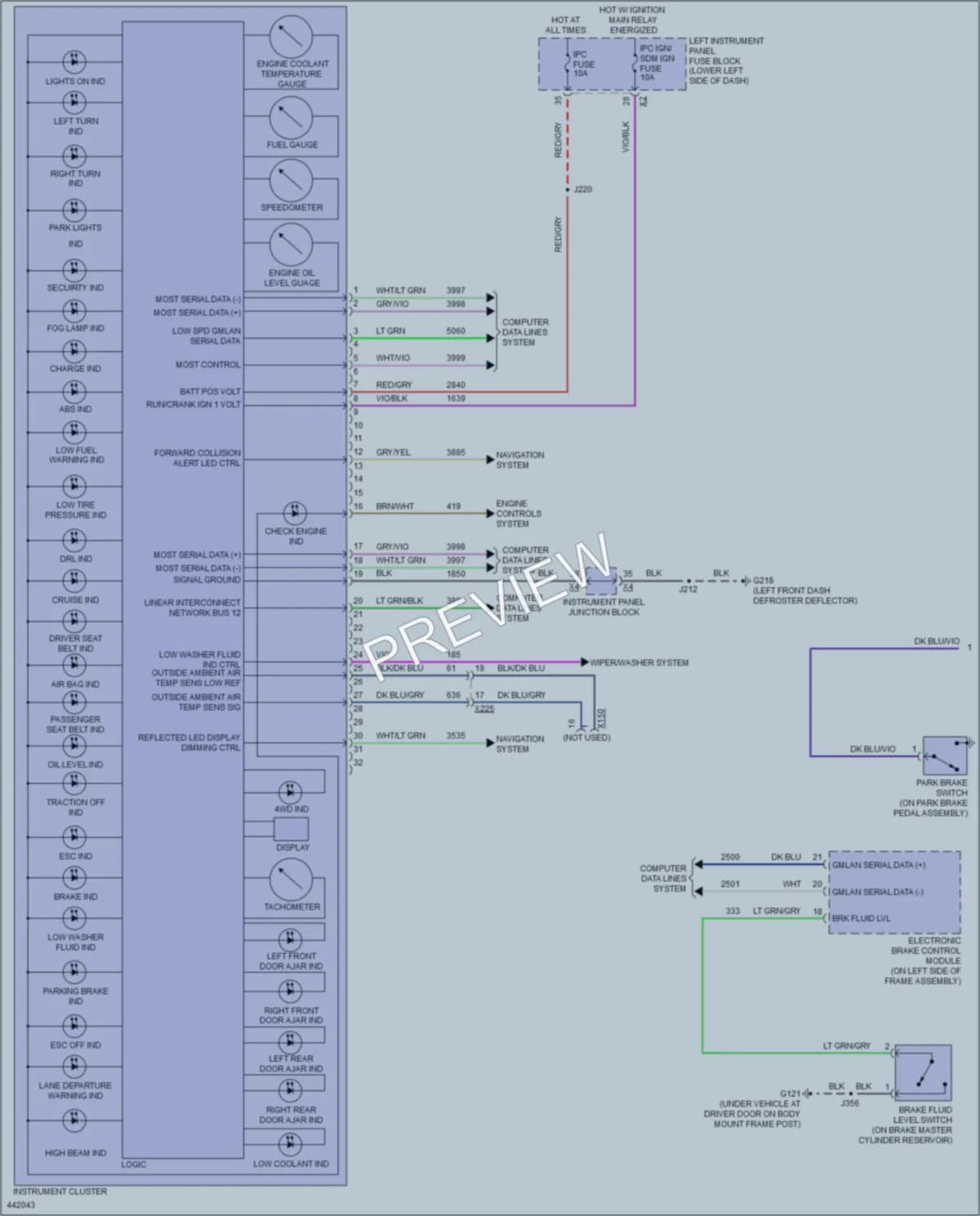 2014 GMC C1500PickupSierra Instrument Cluster wiring diagram preview