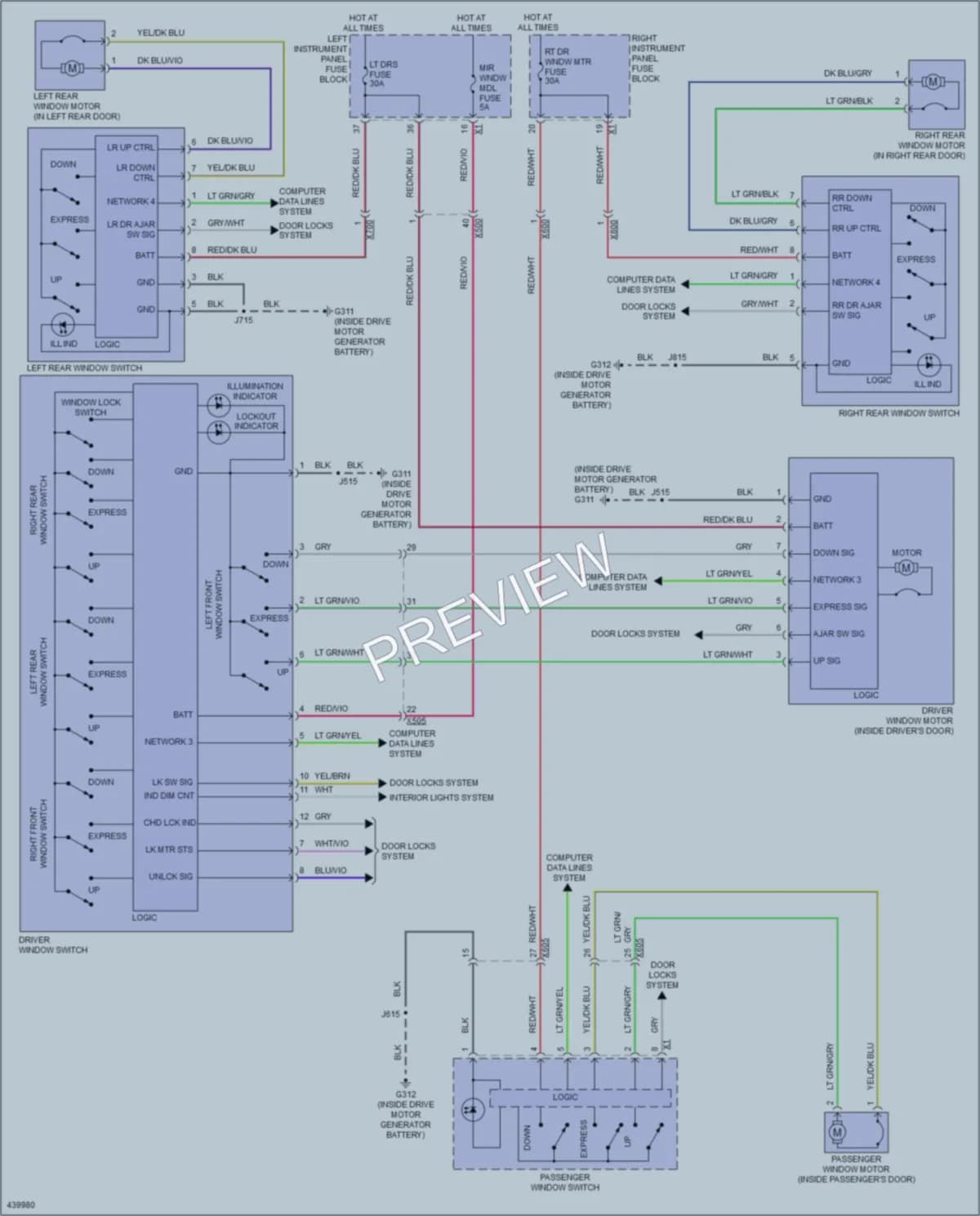 2014 GMC C1500PickupSierra Power Windows wiring diagram preview