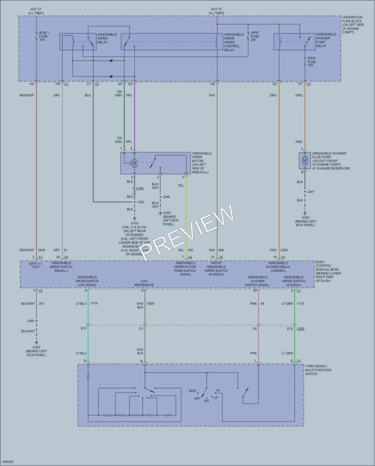 2014 GMC G3500Savana Wiper Washer wiring diagram preview