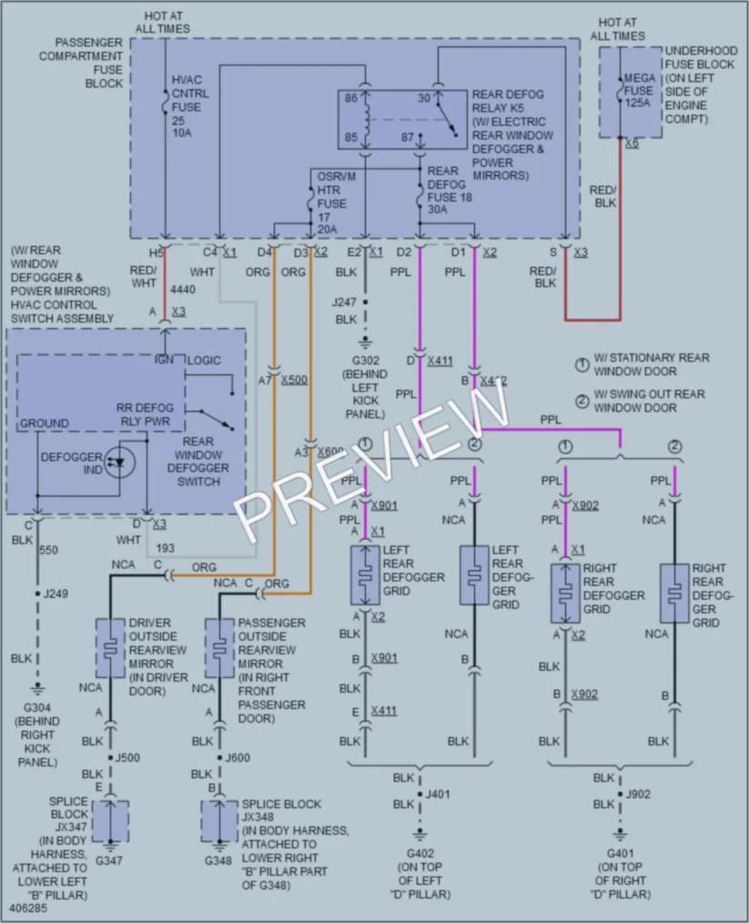 2014 GMC H1500Savana Defoggers wiring diagram preview