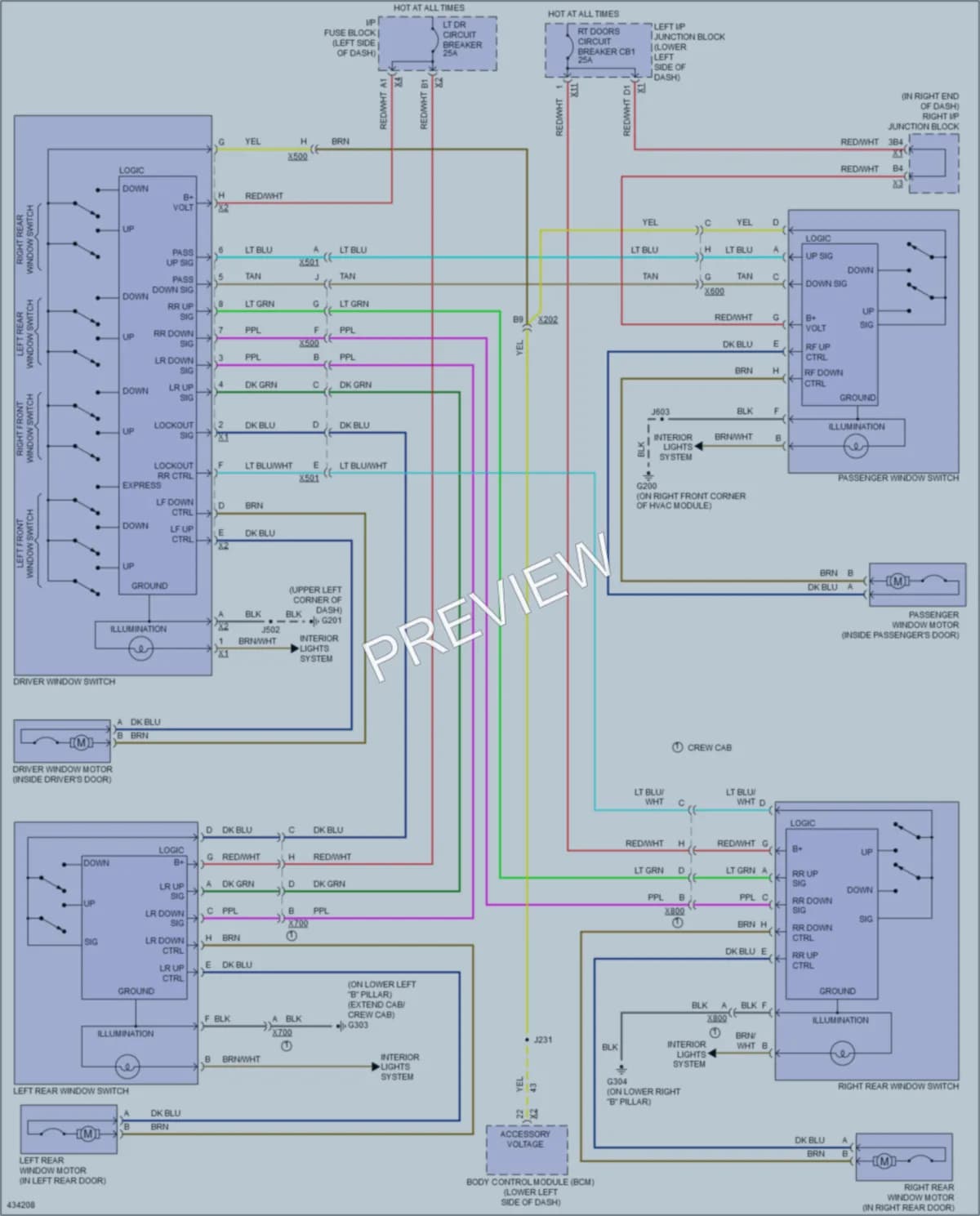 2014 GMC K2500HDPickupSierra Power Windows wiring diagram preview