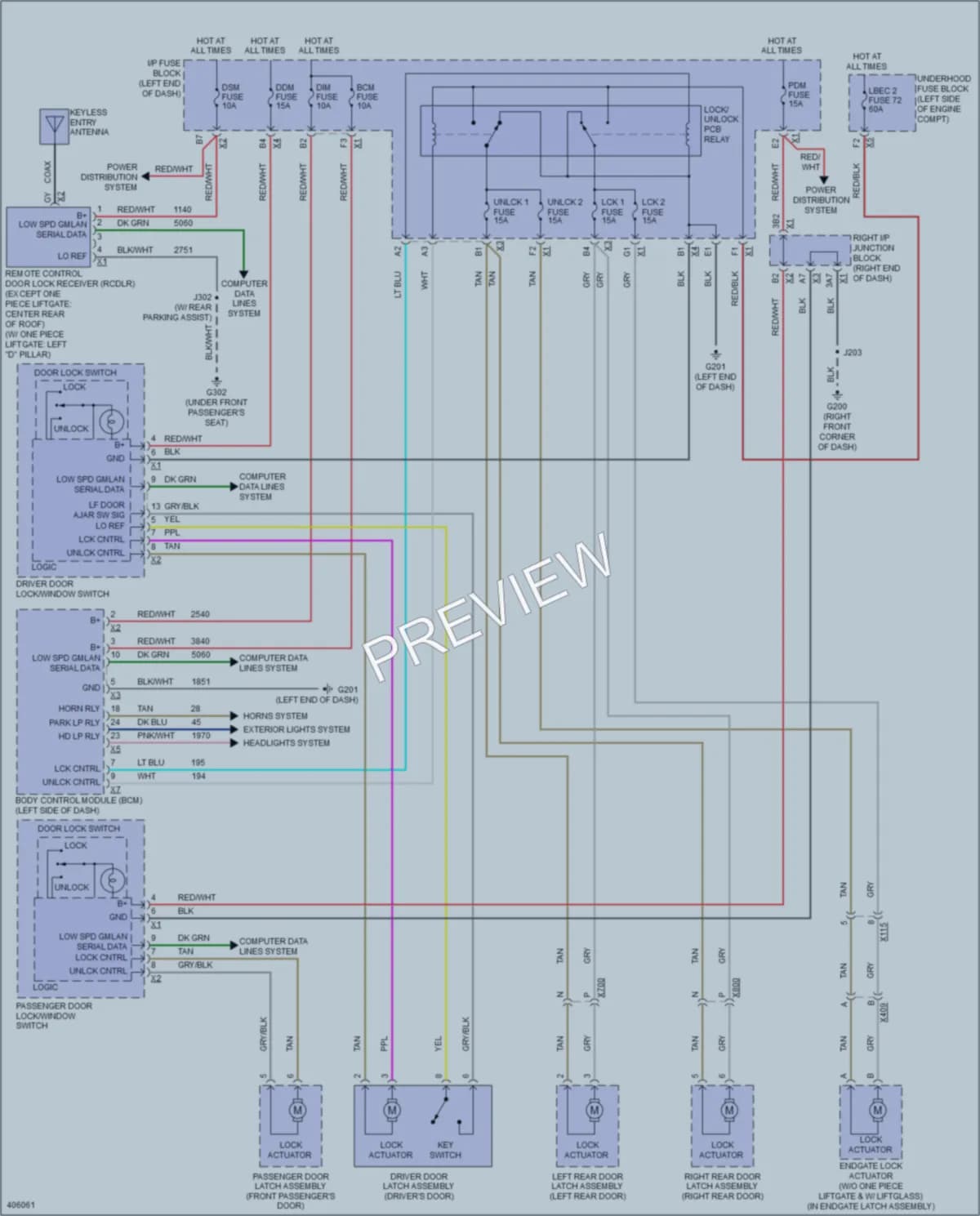 2014 GMC Yukon Power Door Locks wiring diagram preview