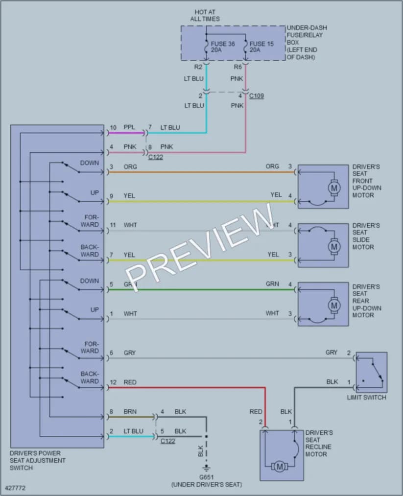 2014 Honda Accord Power Seats wiring diagram preview