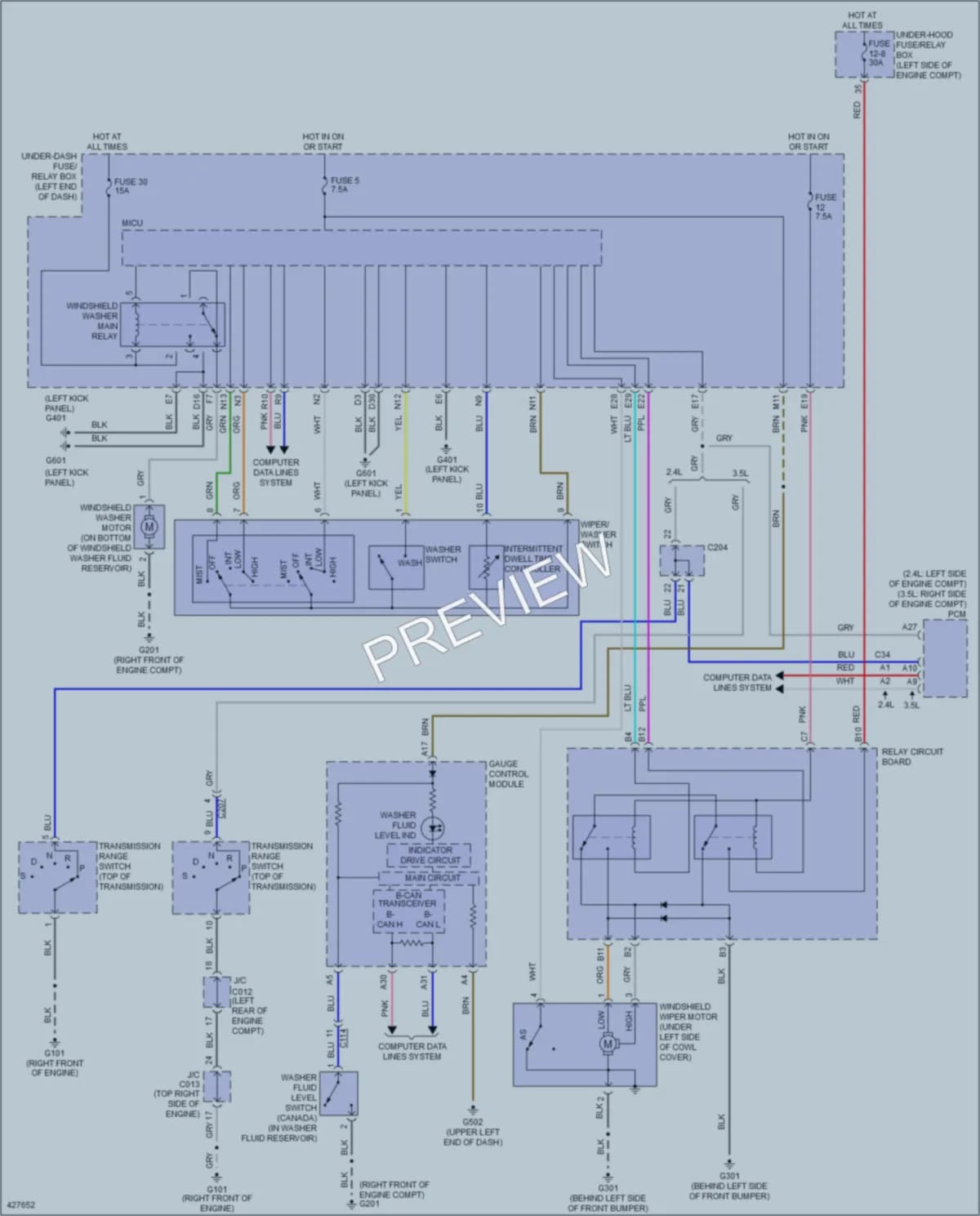 2014 Honda Accord Wiper Washer wiring diagram preview