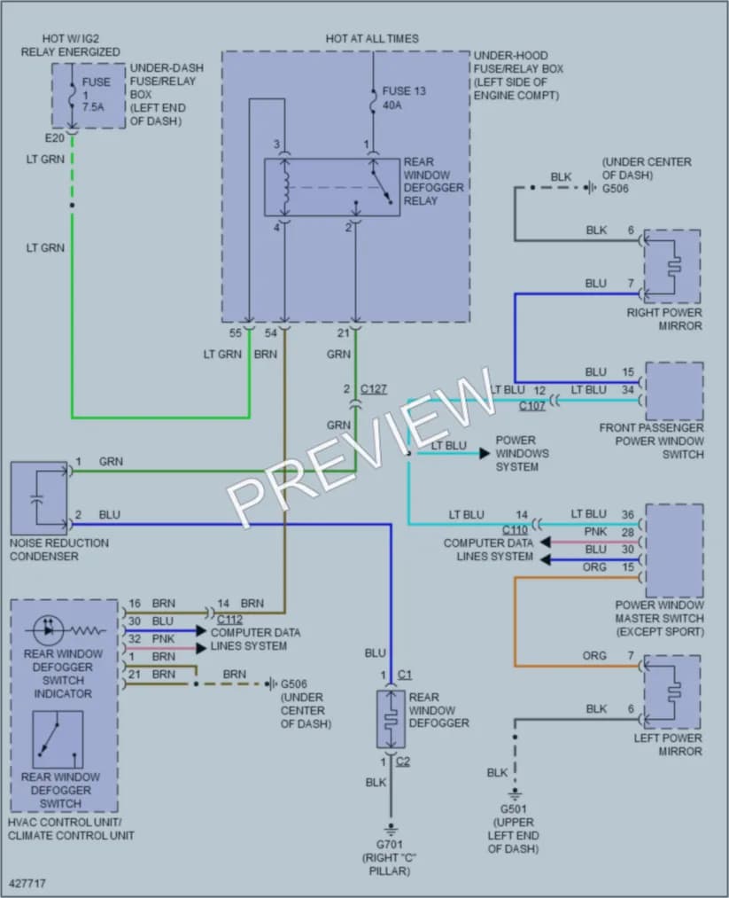 2014 Honda AccordHybrid Defoggers wiring diagram preview