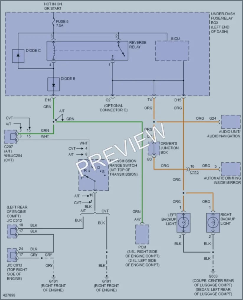 2014 Honda AccordHybrid Exterior Lights wiring diagram preview