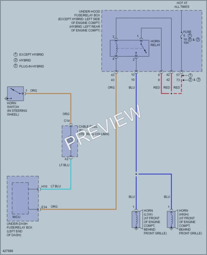 2014 Honda AccordHybrid Horn wiring diagram preview