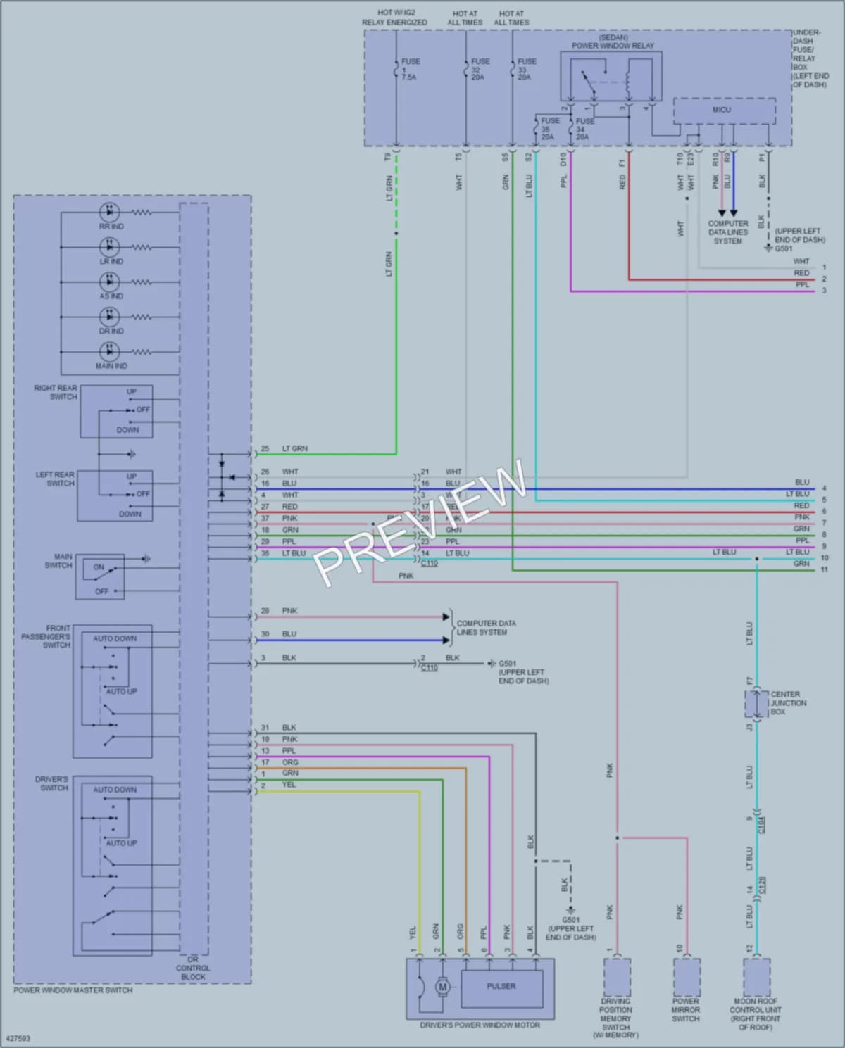 2014 Honda AccordHybrid Power Windows wiring diagram preview