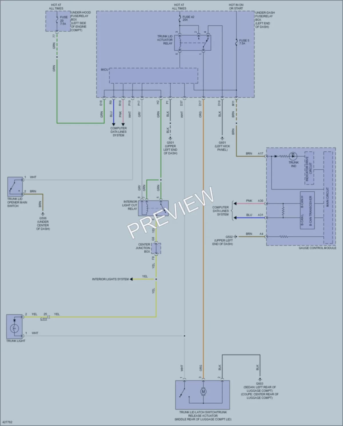 2014 Honda AccordHybrid Trunk Tailgate Fuel Door wiring diagram preview