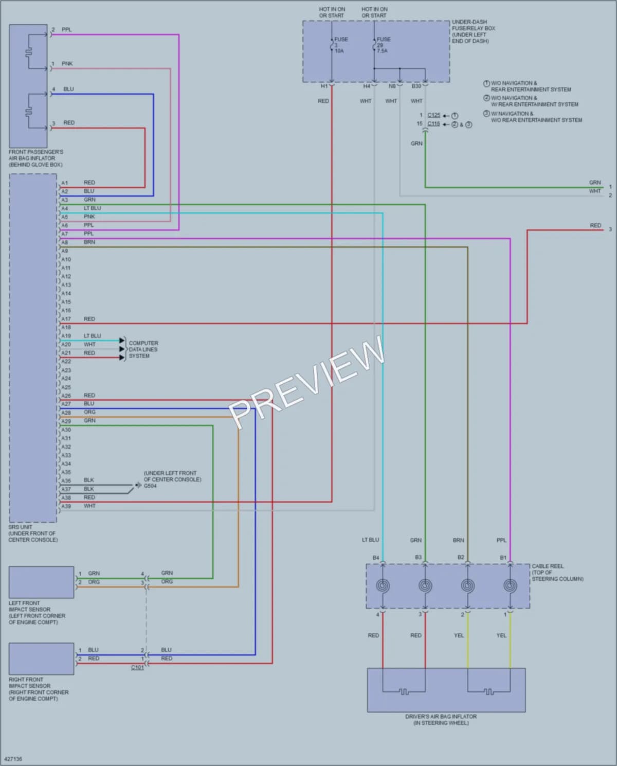 2014 Honda CRV Supplemental Restraints wiring diagram preview