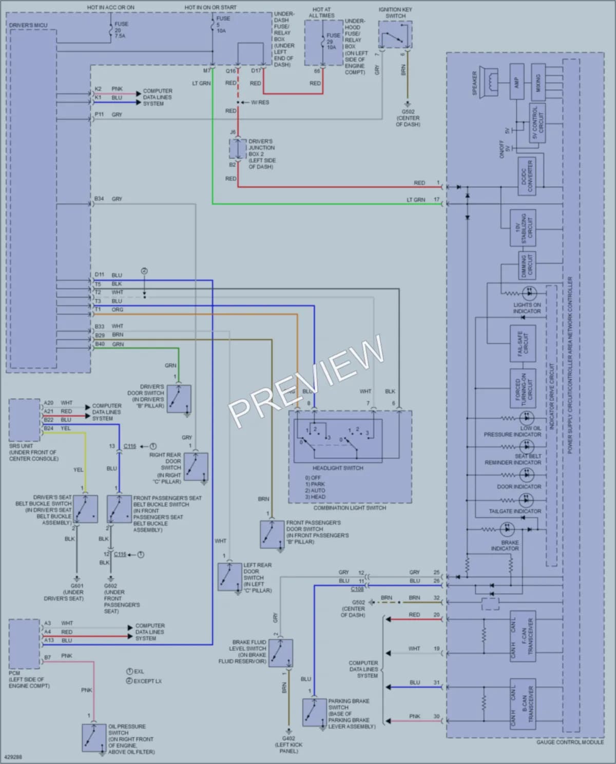 2014 Honda CRV Warning Systems wiring diagram preview