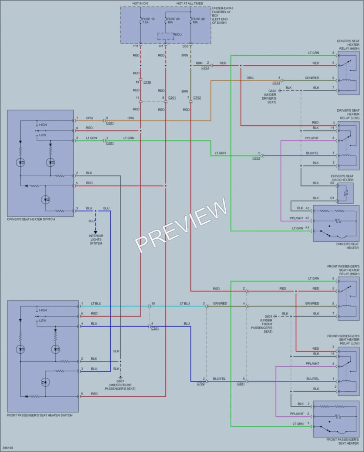 2014 Honda CRZ Power Seats wiring diagram preview