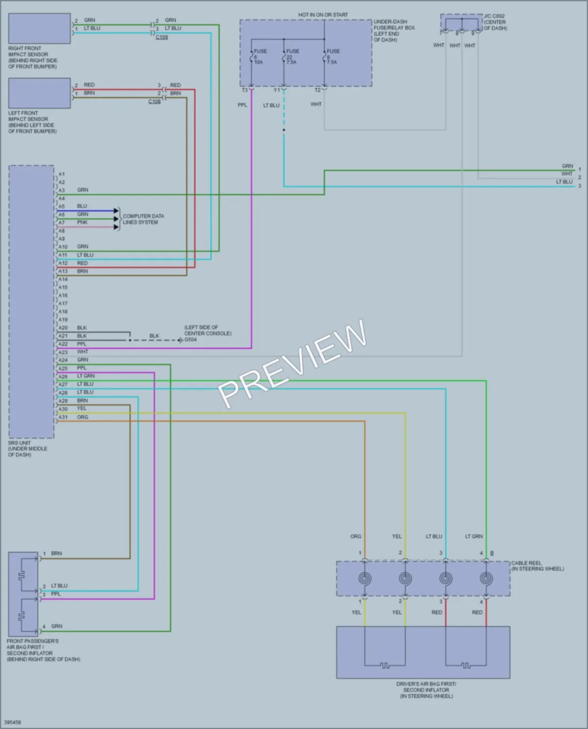 2014 Honda CRZ Supplemental Restraints wiring diagram preview
