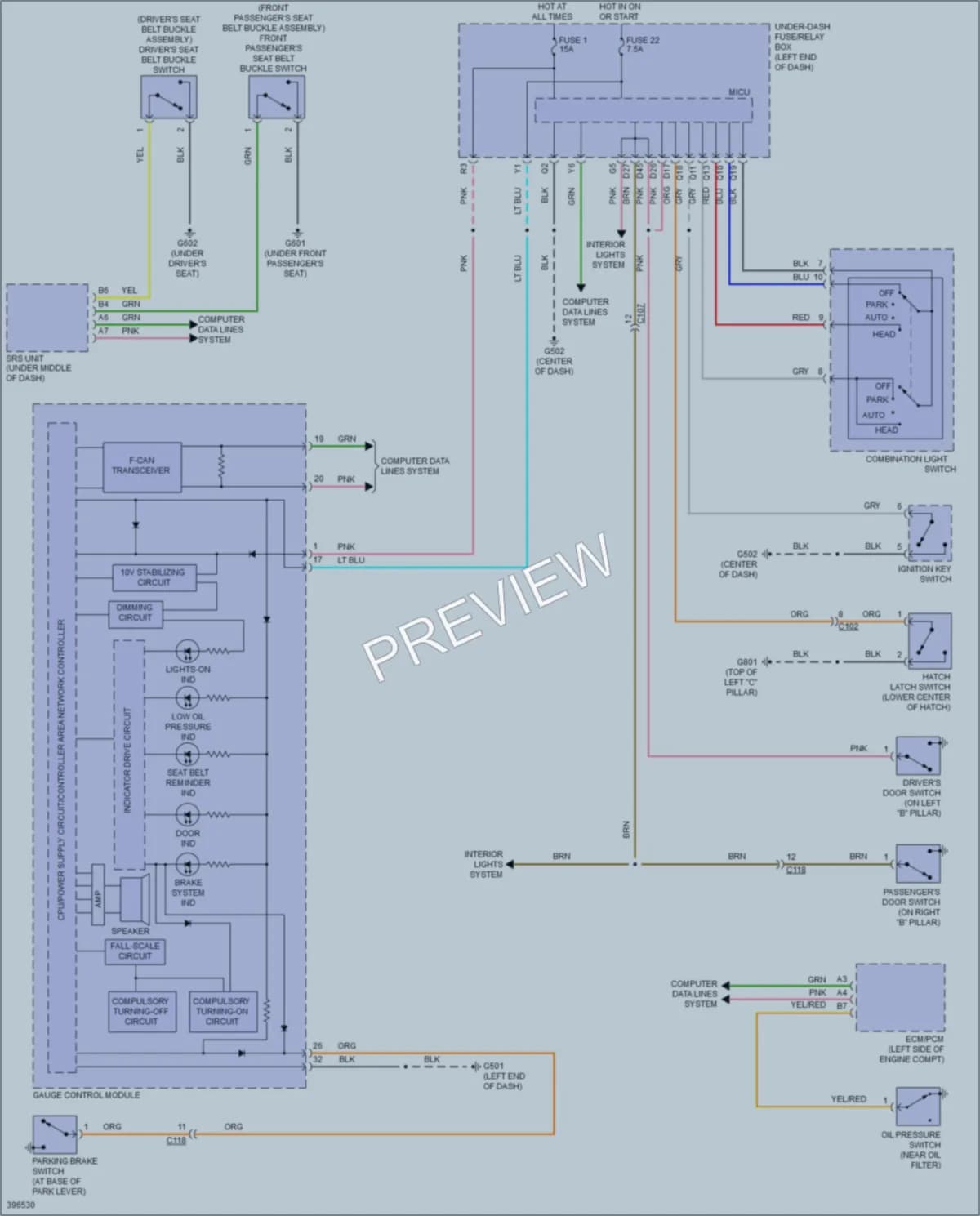 2014 Honda CRZ Warning Systems wiring diagram preview