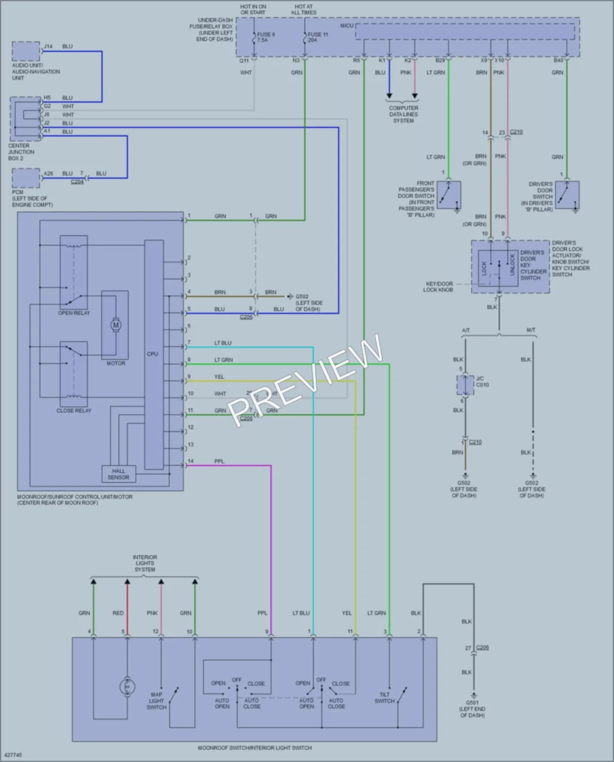 2014 Honda Civic Power Top Sunroof wiring diagram preview