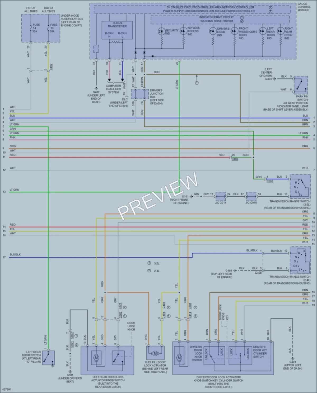 2014 Honda Crosstour Anti Theft wiring diagram preview