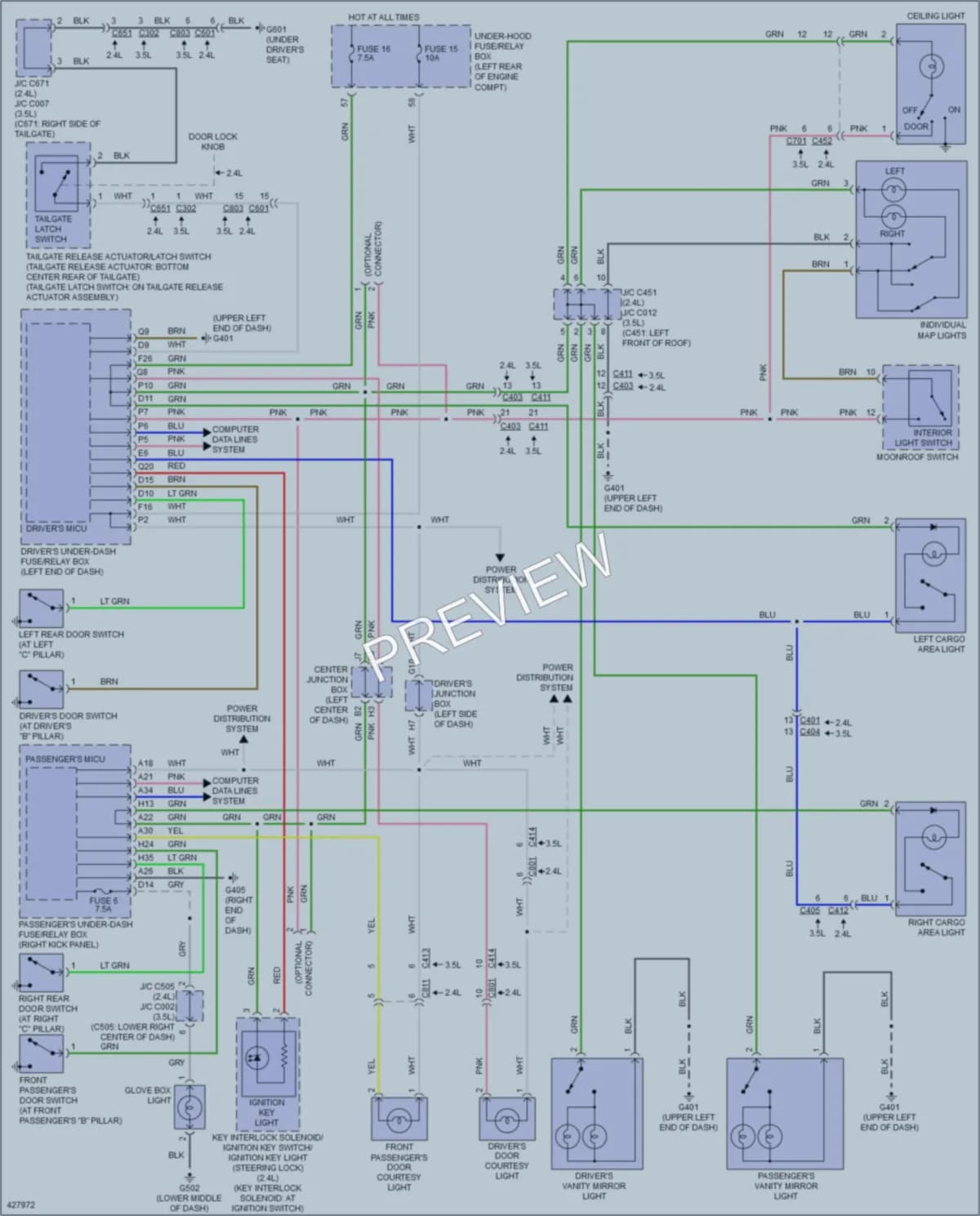 2014 Honda Crosstour Interior Lights wiring diagram preview