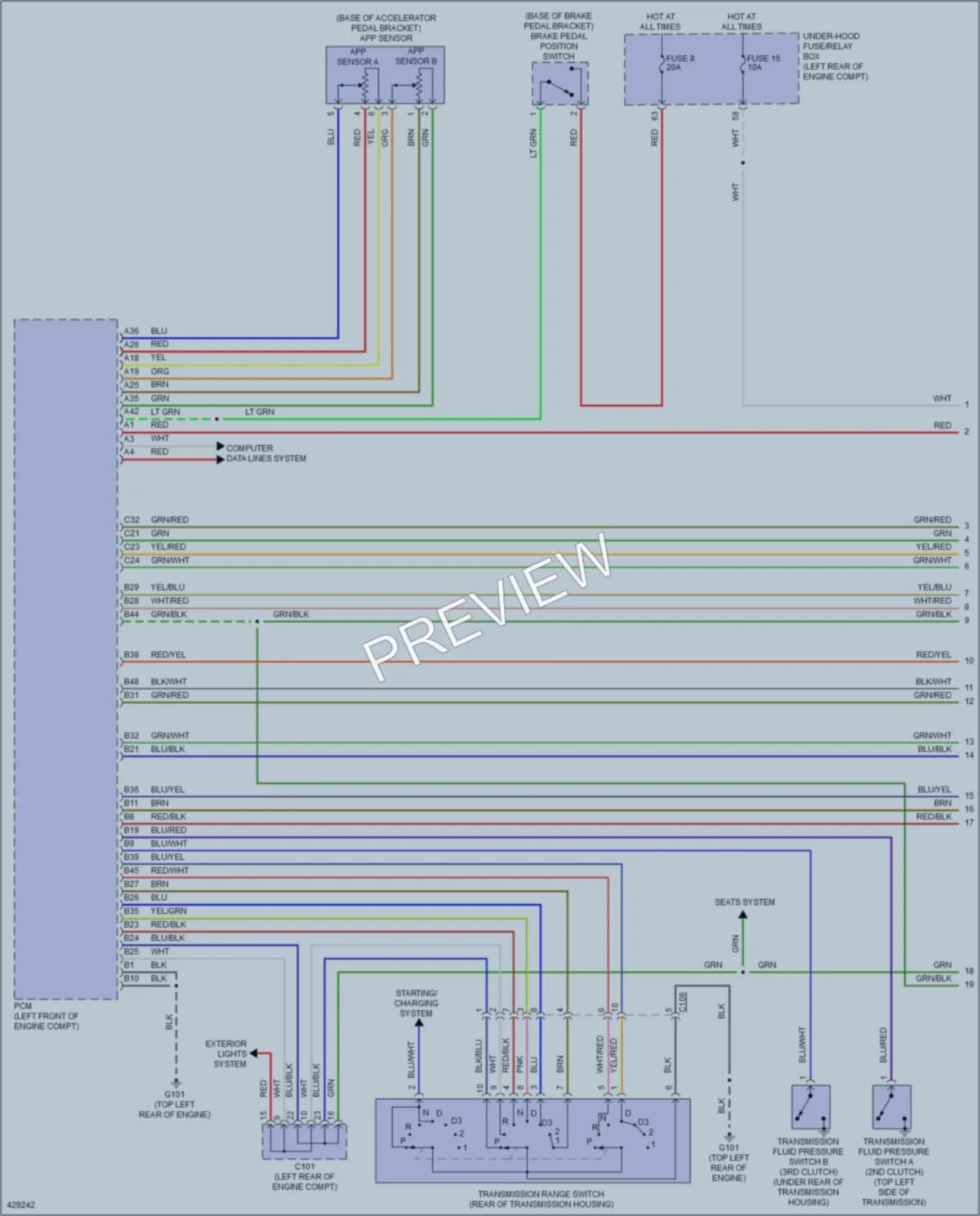 2014 Honda Crosstour Transmission wiring diagram preview