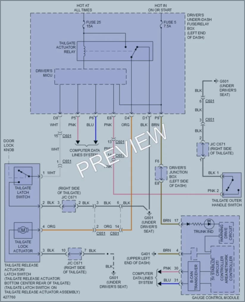 2014 Honda Crosstour Trunk Tailgate Fuel Door wiring diagram preview