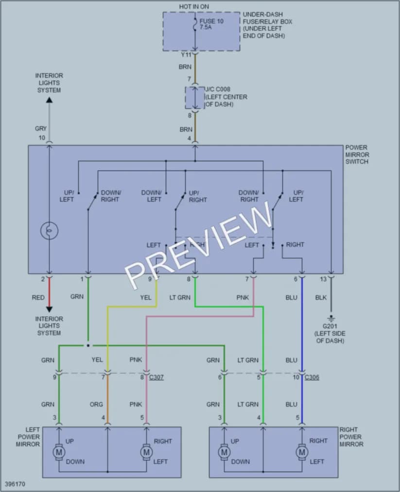 2014 Honda Fit Power Mirrors wiring diagram preview