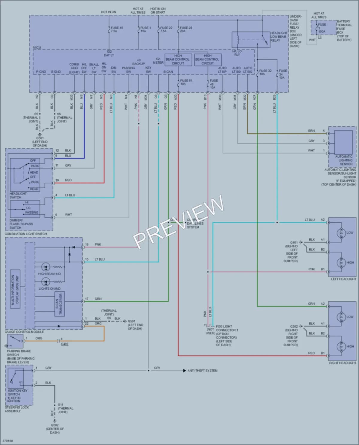 2014 Honda Insight Headlights wiring diagram preview
