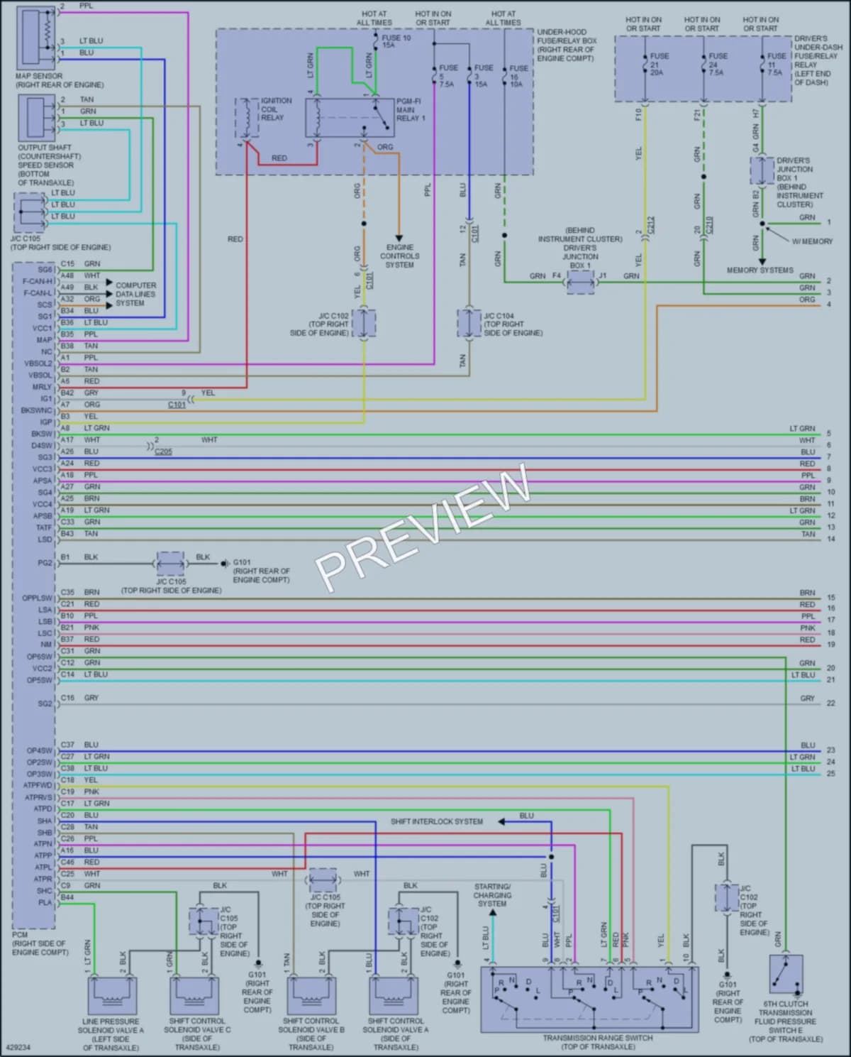 2014 Honda Odyssey Transmission wiring diagram preview
