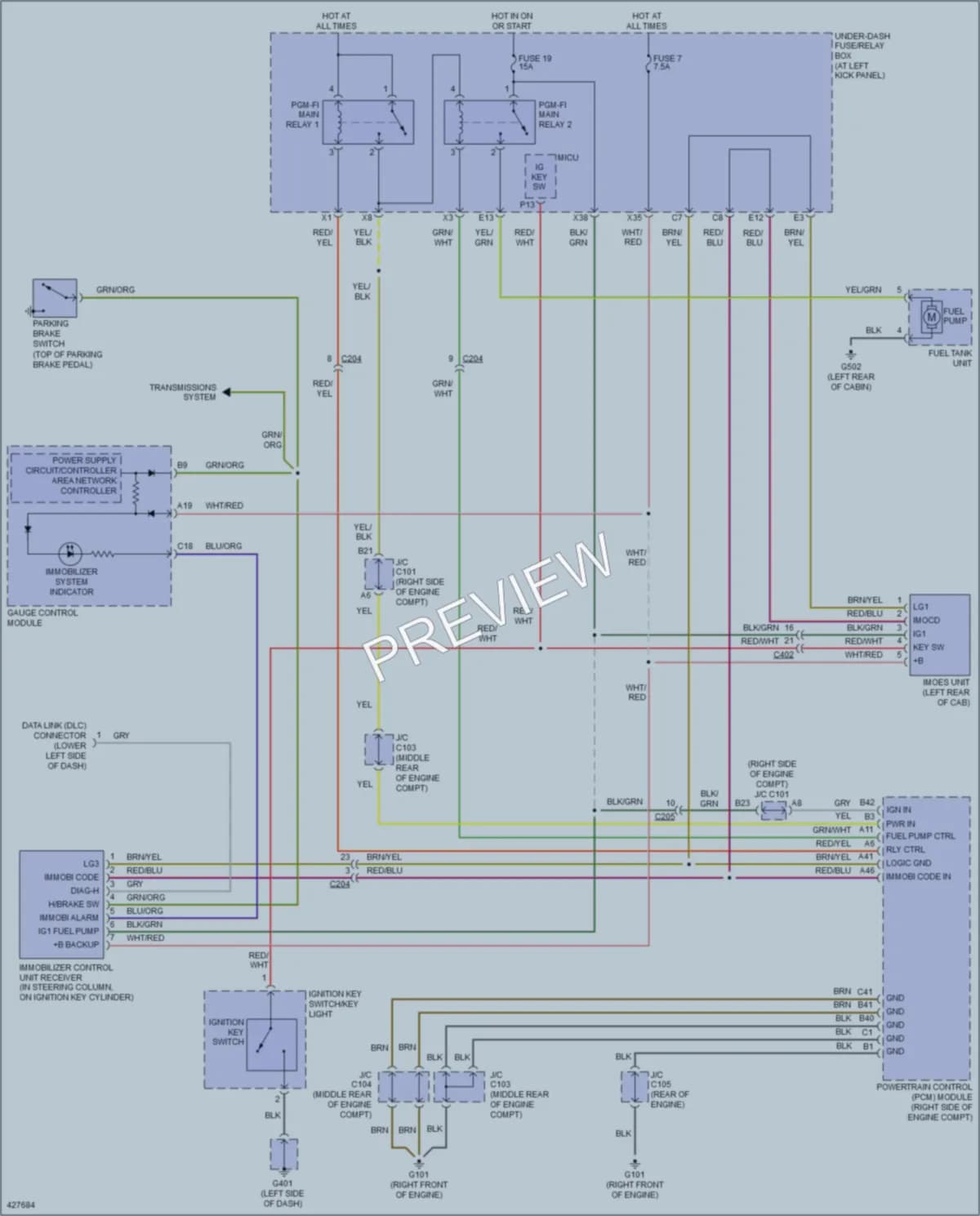 2014 Honda Ridgeline Anti Theft wiring diagram preview