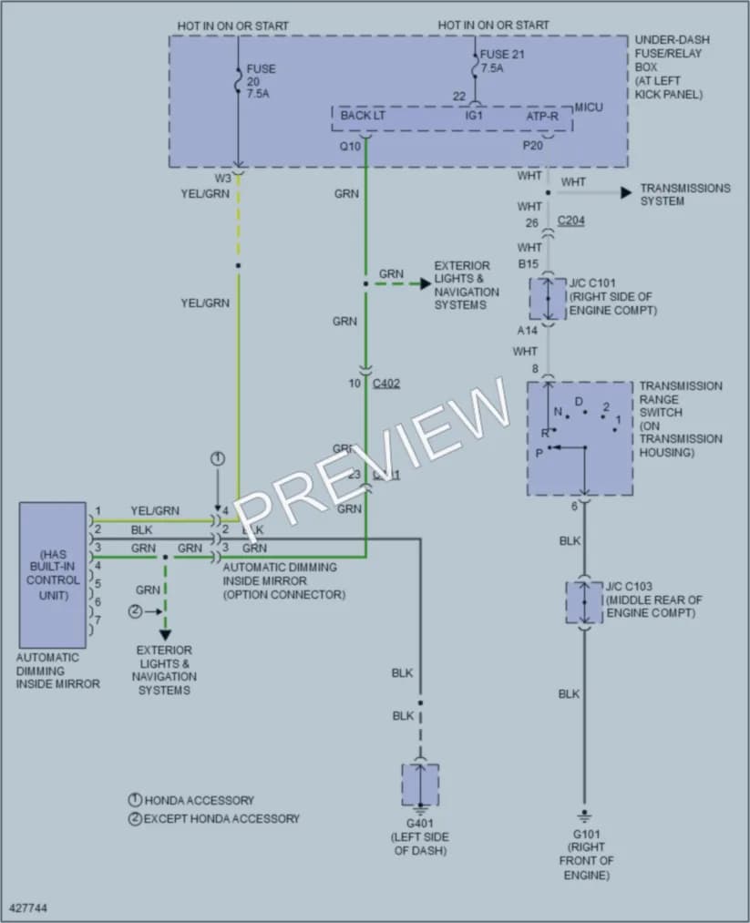 2014 Honda Ridgeline Power Mirrors wiring diagram preview