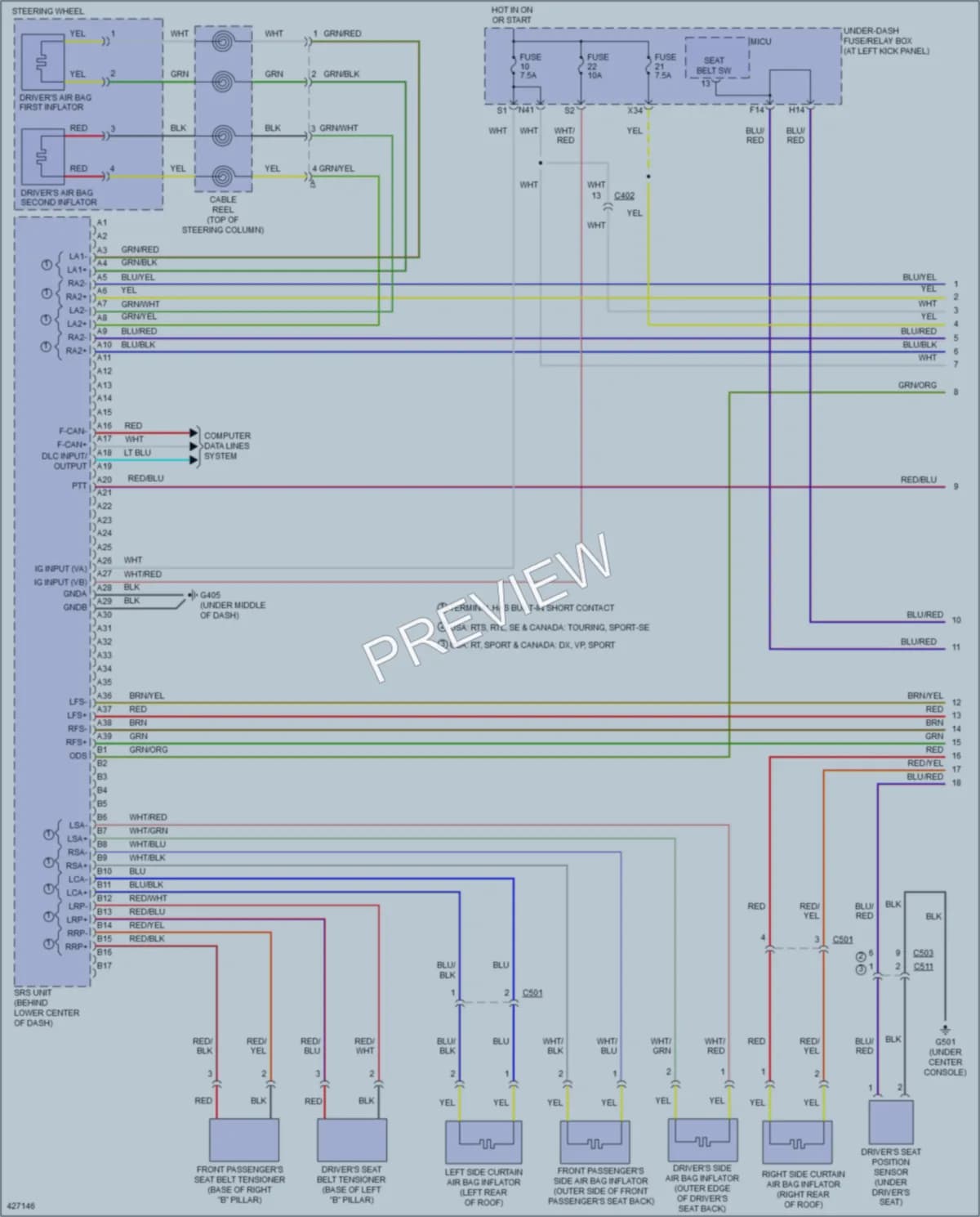 2014 Honda Ridgeline Supplemental Restraints wiring diagram preview