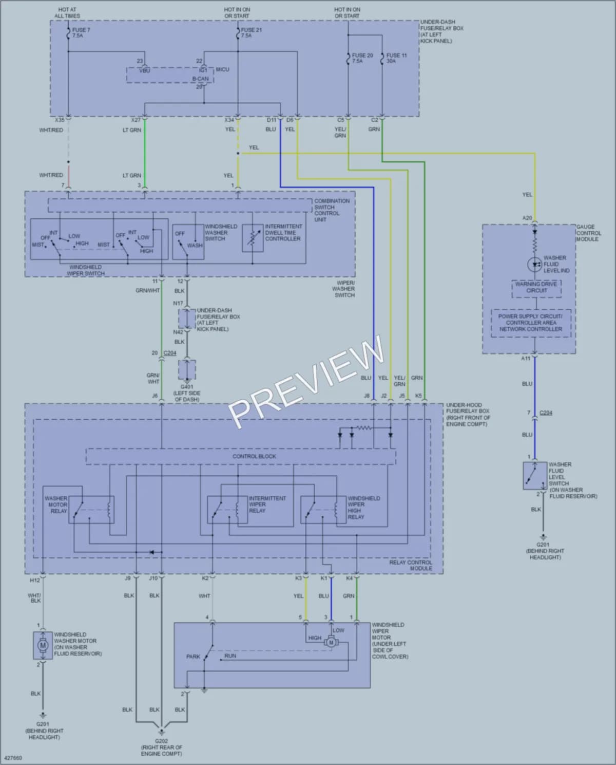 2014 Honda Ridgeline Wiper Washer wiring diagram preview