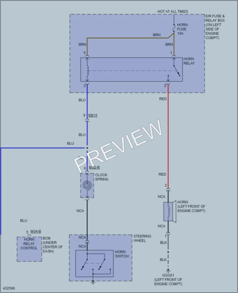 2014 Hyundai Accent Horn wiring diagram preview