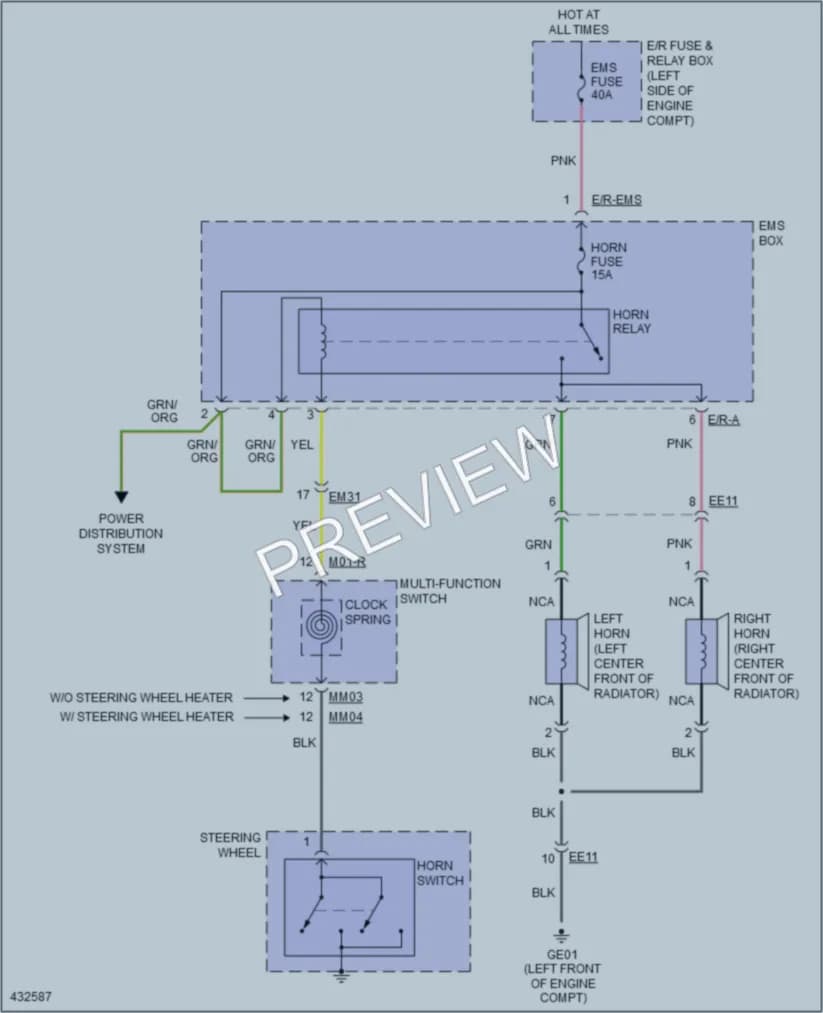 2014 Hyundai Azera Horn wiring diagram preview