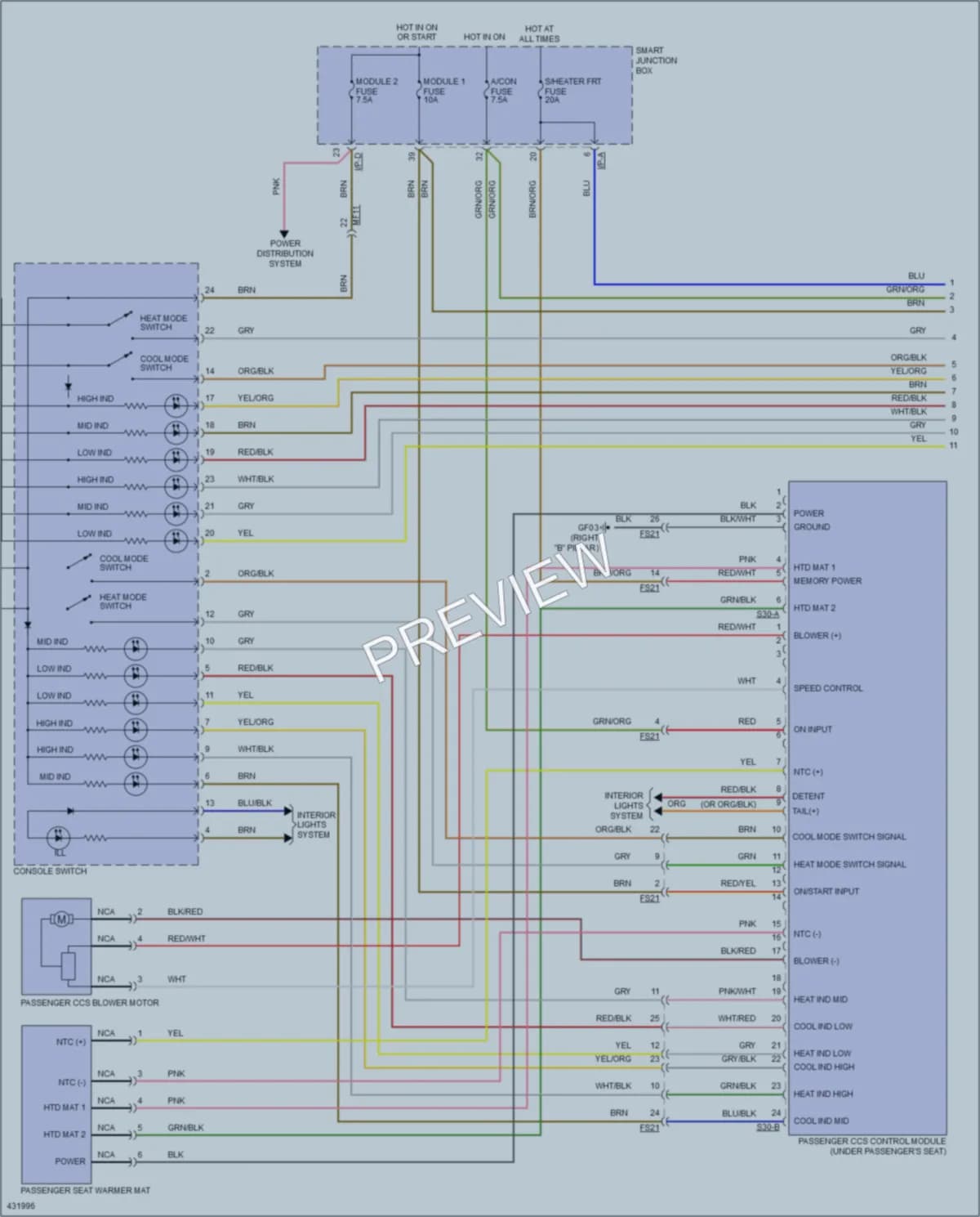 2014 Hyundai Azera Power Seats wiring diagram preview