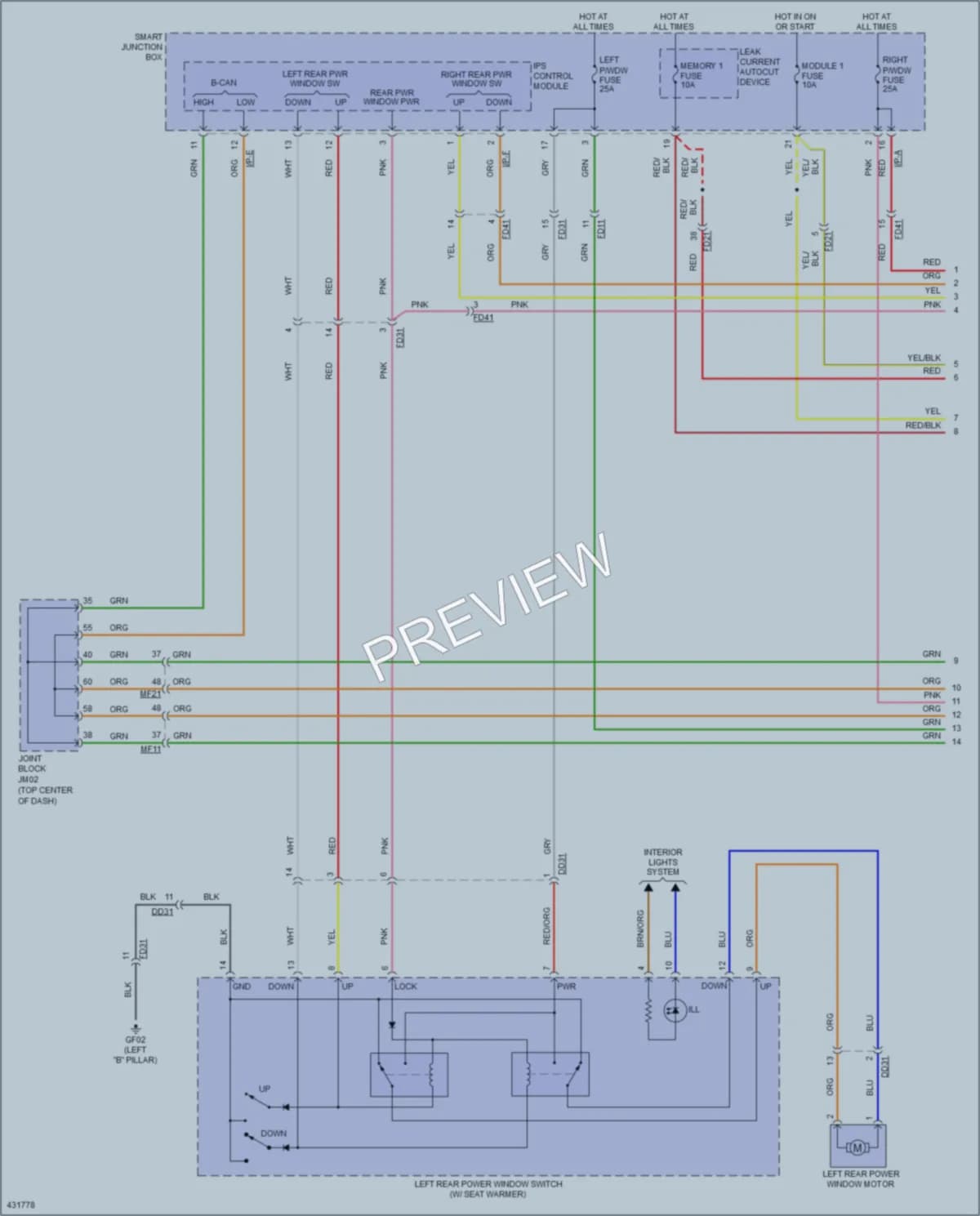 2014 Hyundai Azera Power Windows wiring diagram preview