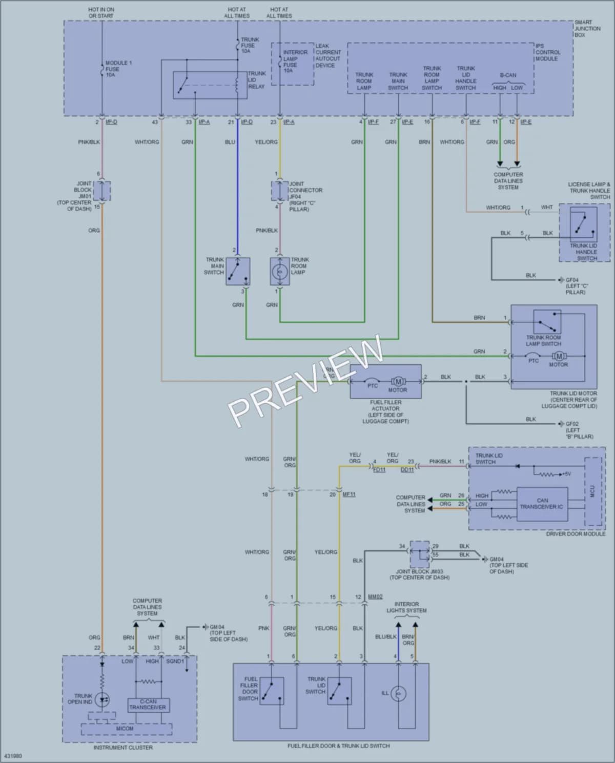2014 Hyundai Azera Trunk Tailgate Fuel Door wiring diagram preview