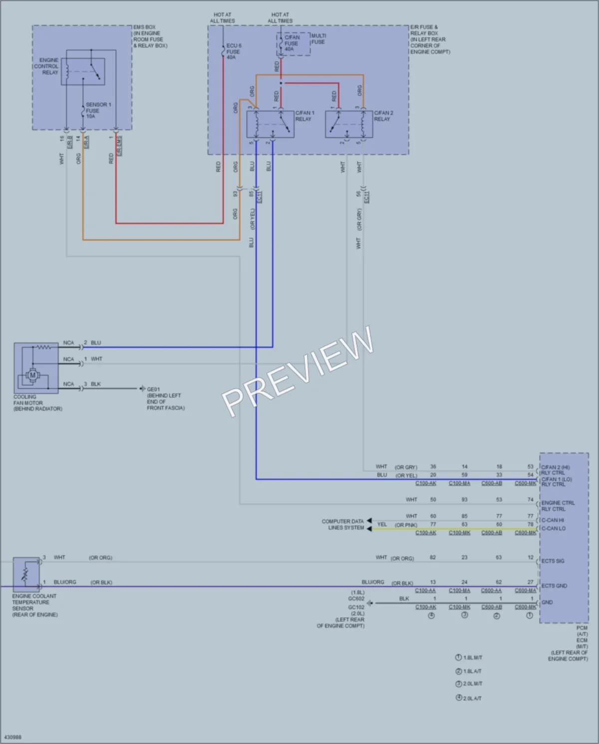 2014 Hyundai Elantra Cooling Fan wiring diagram preview