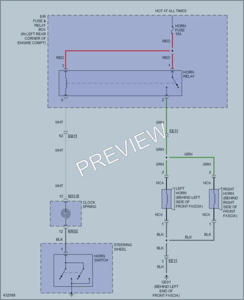 2014 Hyundai Elantra Horn wiring diagram preview