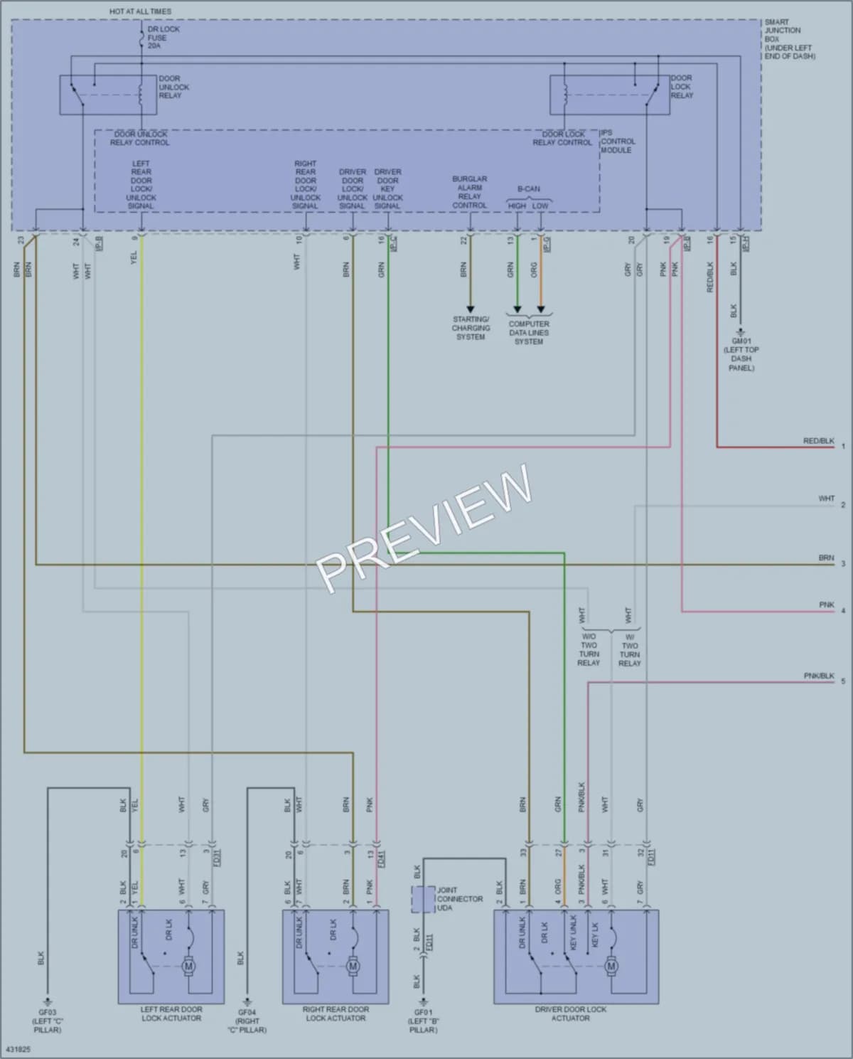 2014 Hyundai Elantra Power Door Locks wiring diagram preview