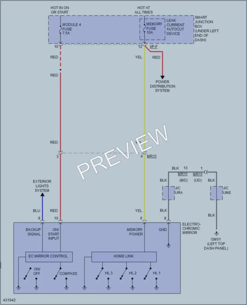 2014 Hyundai Elantra Power Mirrors wiring diagram preview