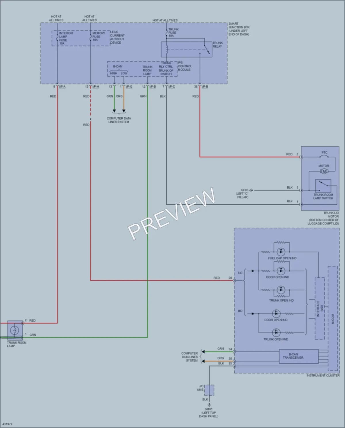 2014 Hyundai Elantra Trunk Tailgate Fuel Door wiring diagram preview