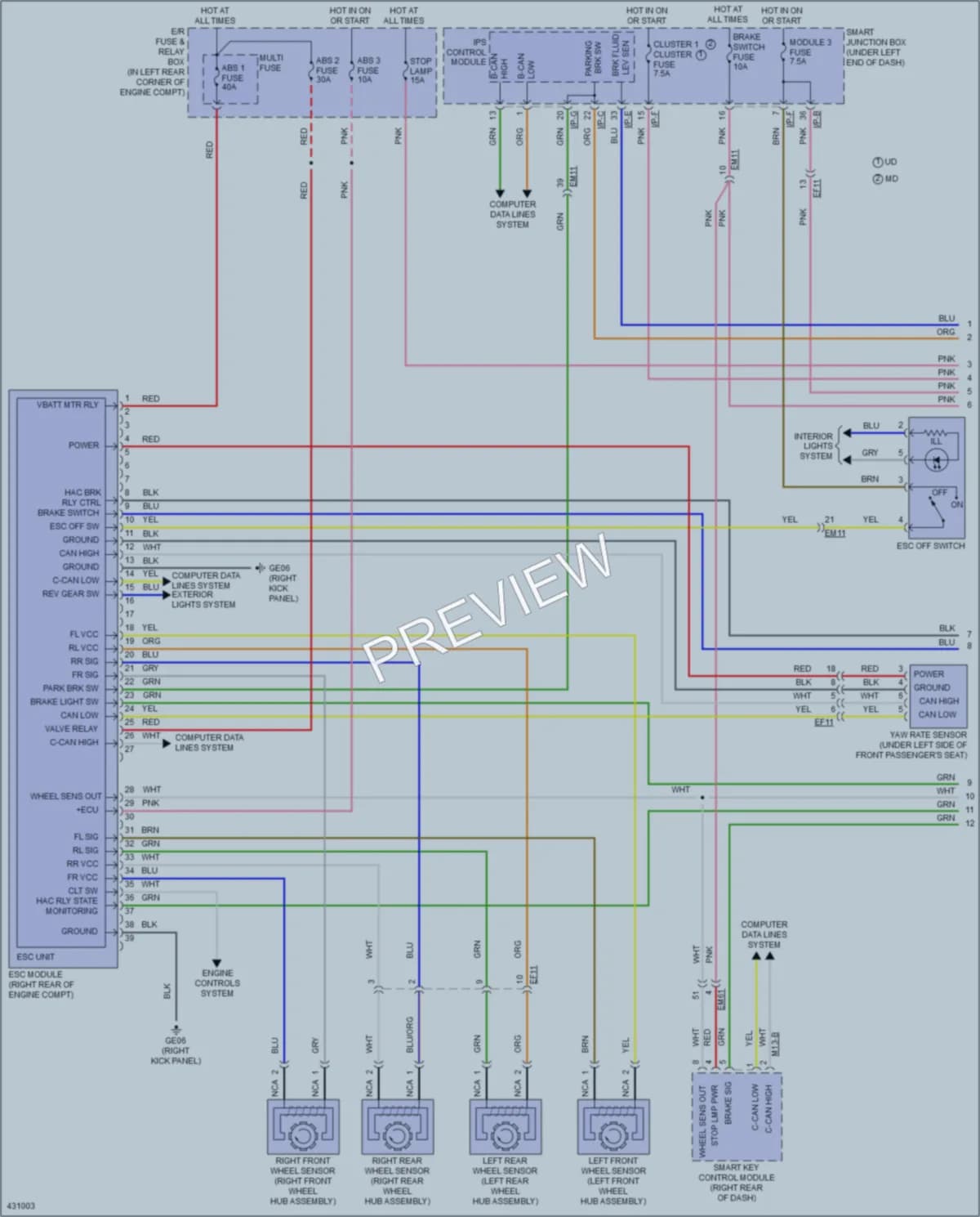 2014 Hyundai ElantraGT Anti Lock Brakes wiring diagram preview
