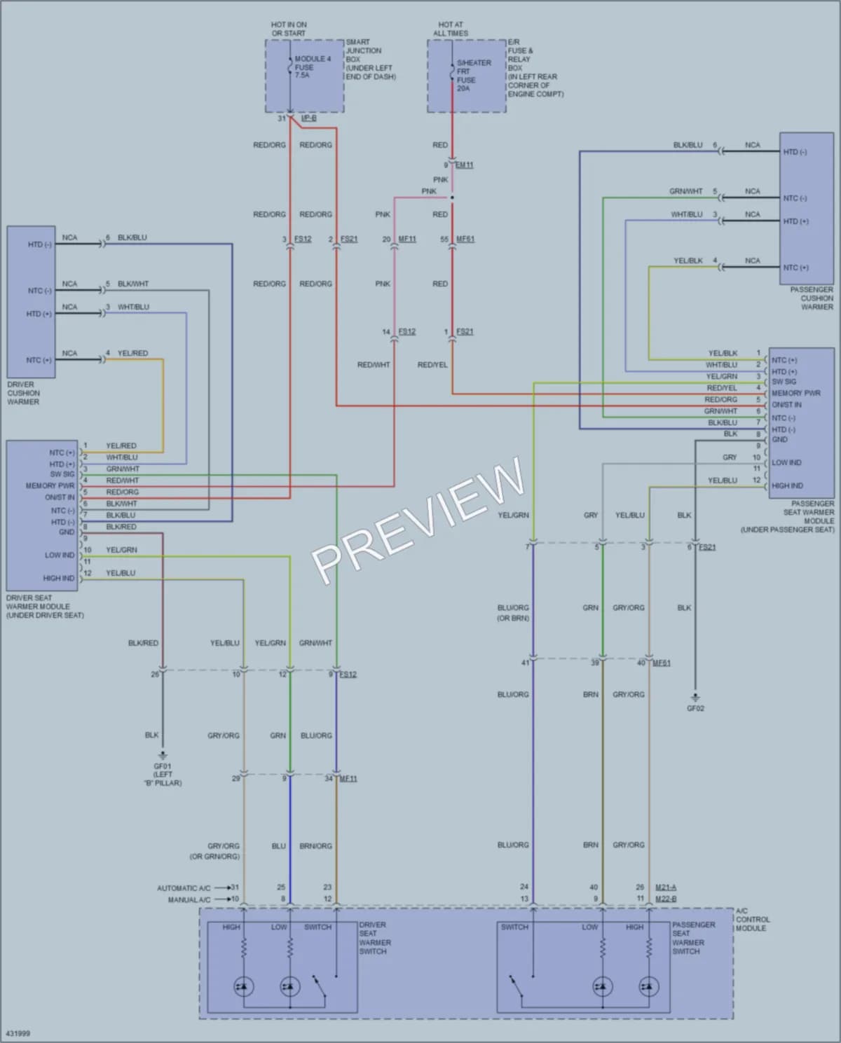2014 Hyundai ElantraGT Power Seats wiring diagram preview