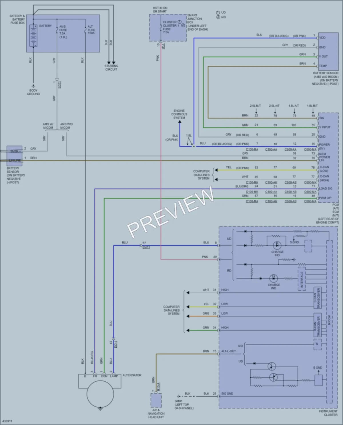 2014 Hyundai ElantraGT Starting Charging wiring diagram preview