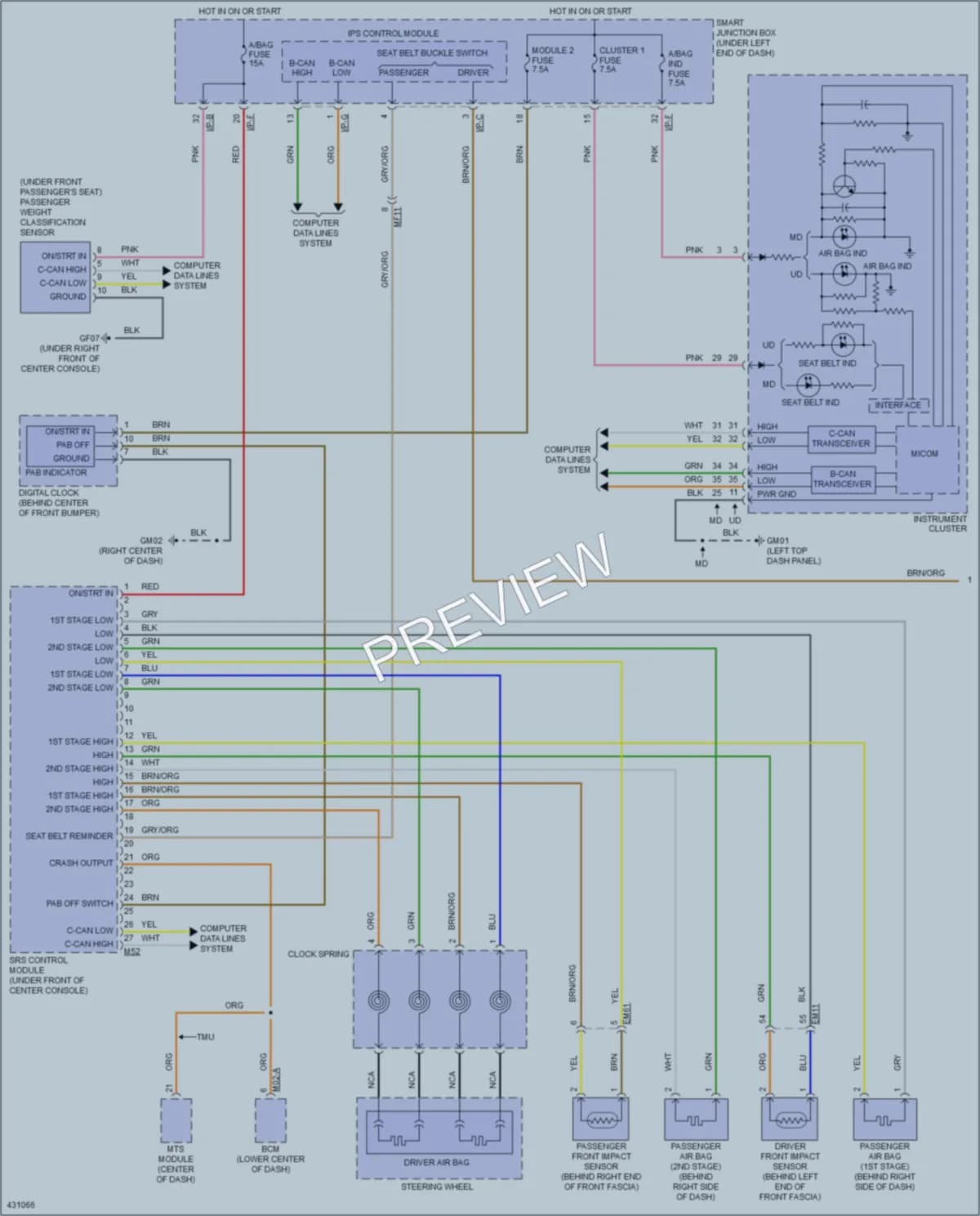 2014 Hyundai ElantraGT Supplemental Restraints wiring diagram preview